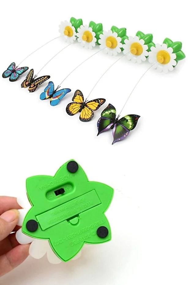 Interactive Rotating Butterfly Cat Toy Battery Operated Moving Cat Tea