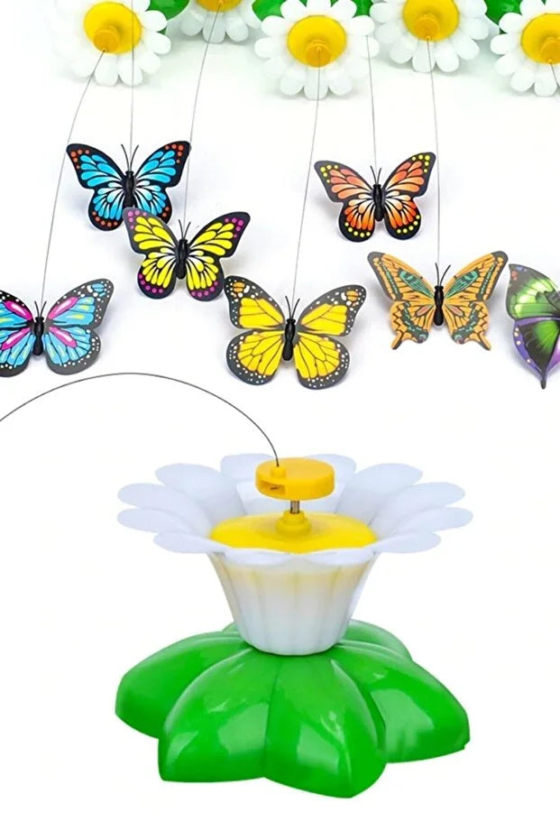 Interactive Rotating Butterfly Cat Toy Battery Operated Moving Cat Tea